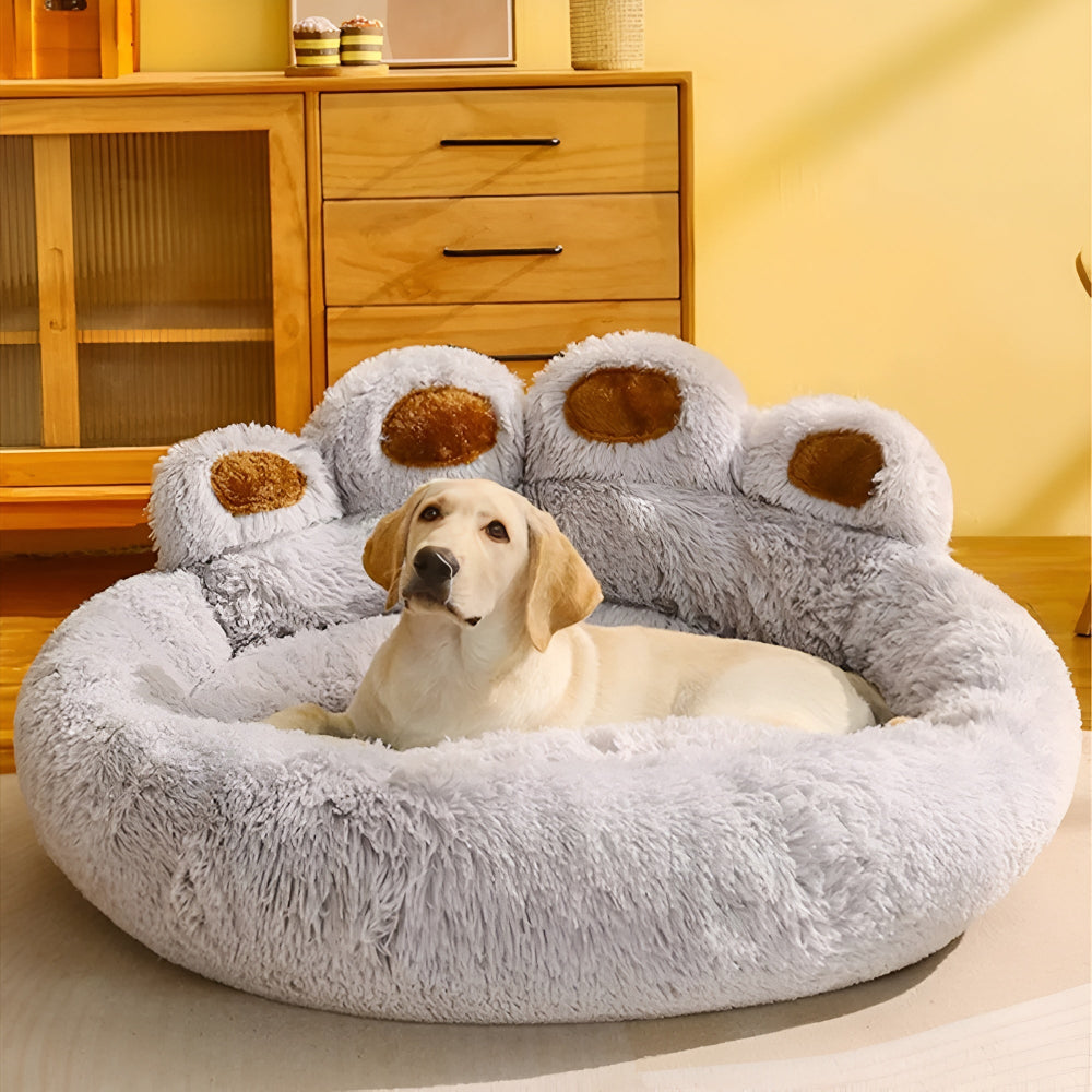 Felicity Paw Dog Bed - Plush Fabric, Raised Edges for Comfort 0
