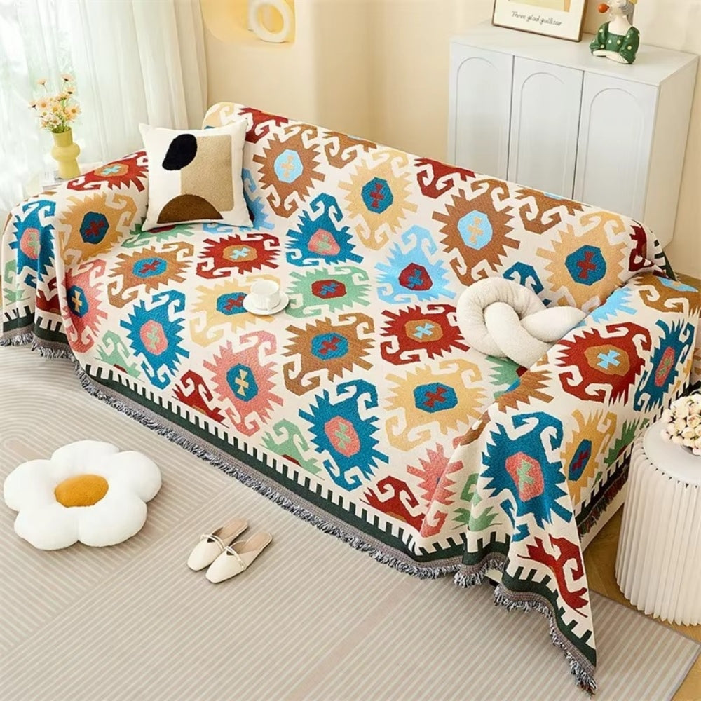 Felicity Sofa Cover - Cotton-Microfiber Blend, Bohemian Style 0