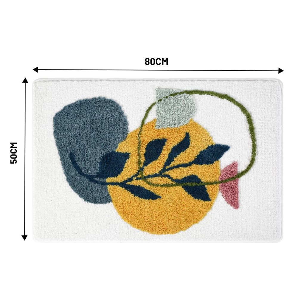 Fiora Bath Mat - Non-Slip Microfiber, Floral Design 12