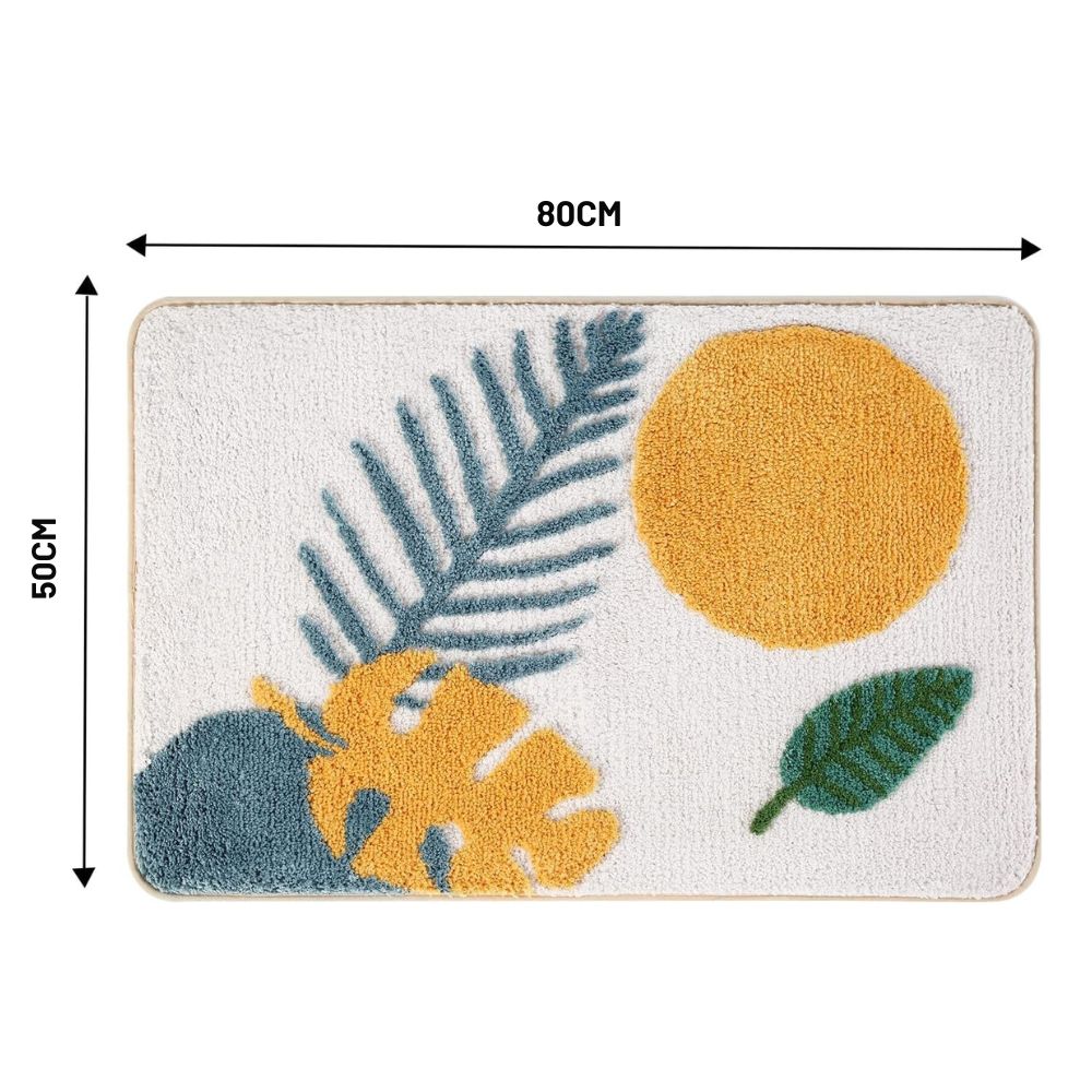 Fiora Bath Mat - Non-Slip Microfiber, Floral Design 13