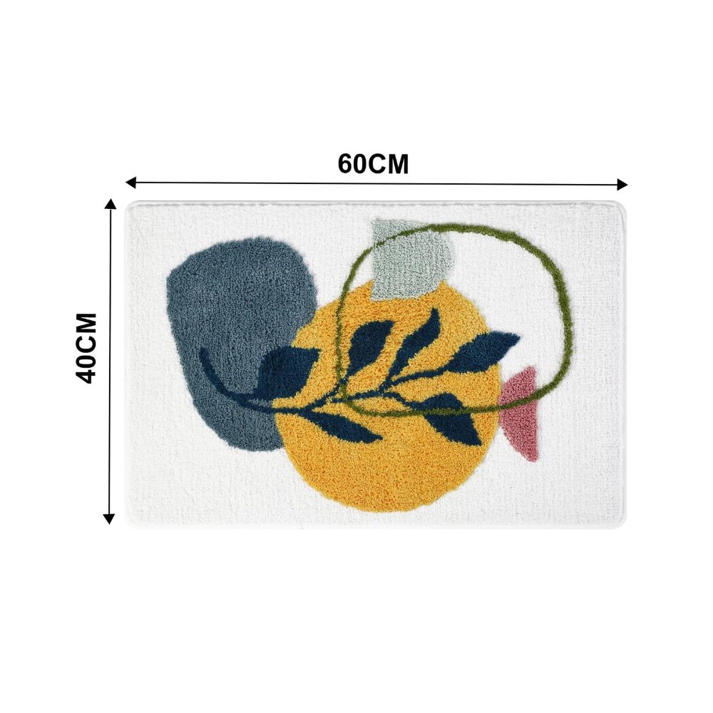 Fiora Bath Mat - Non-Slip Microfiber, Floral Design 14