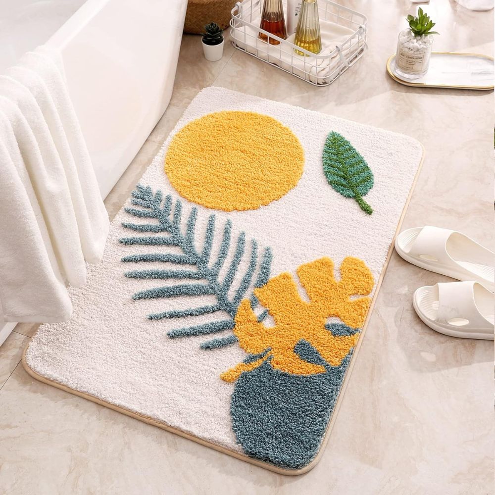 Fiora Bath Mat - Non-Slip Microfiber, Floral Design 2