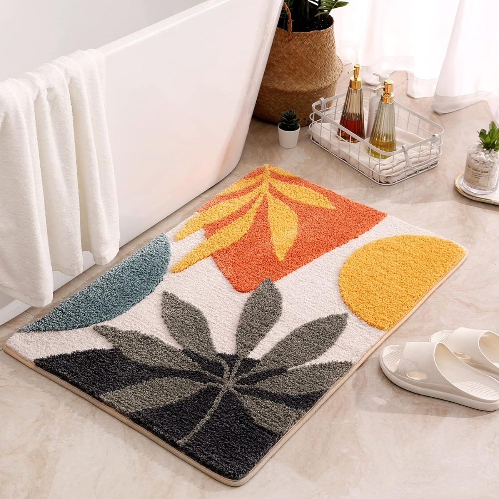 Fiora Bath Mat - Non-Slip Microfiber, Floral Design 5