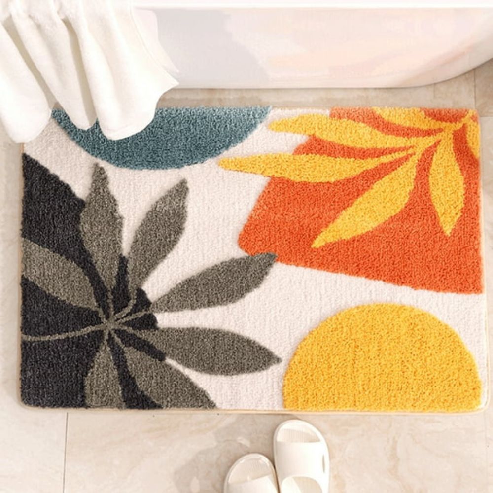 Fiora Bath Mat - Non-Slip Microfiber, Floral Design 7