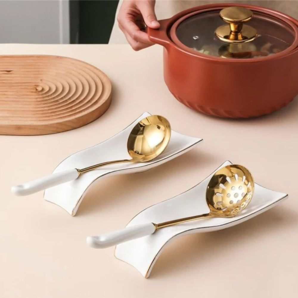 Fiora Ceramic Spoon Rest - Heat-Resistant, Stylish Kitchen Accessory 2