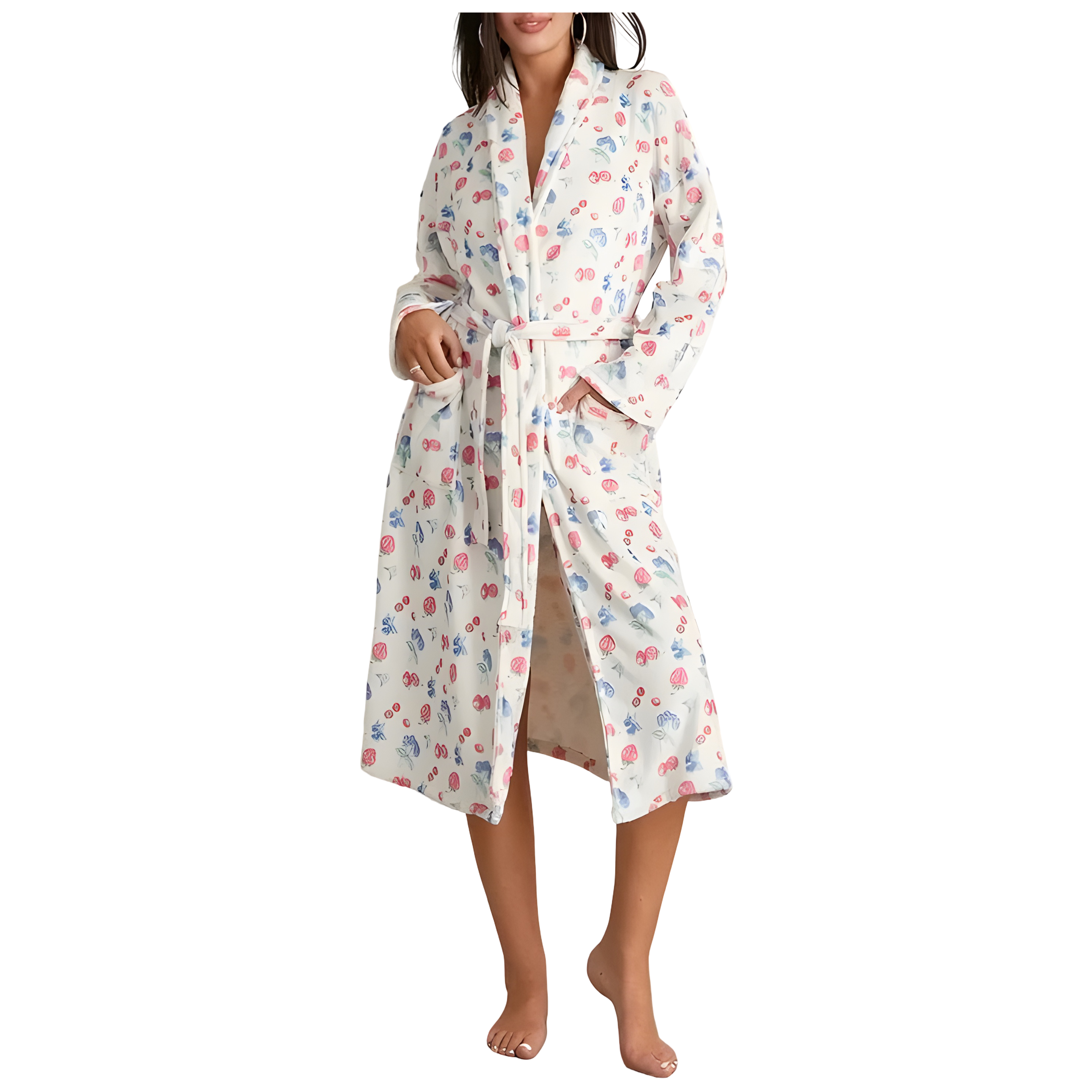 Fiora Floral Bathrobe - Soft Fleece, Elegant Womens Robe 1