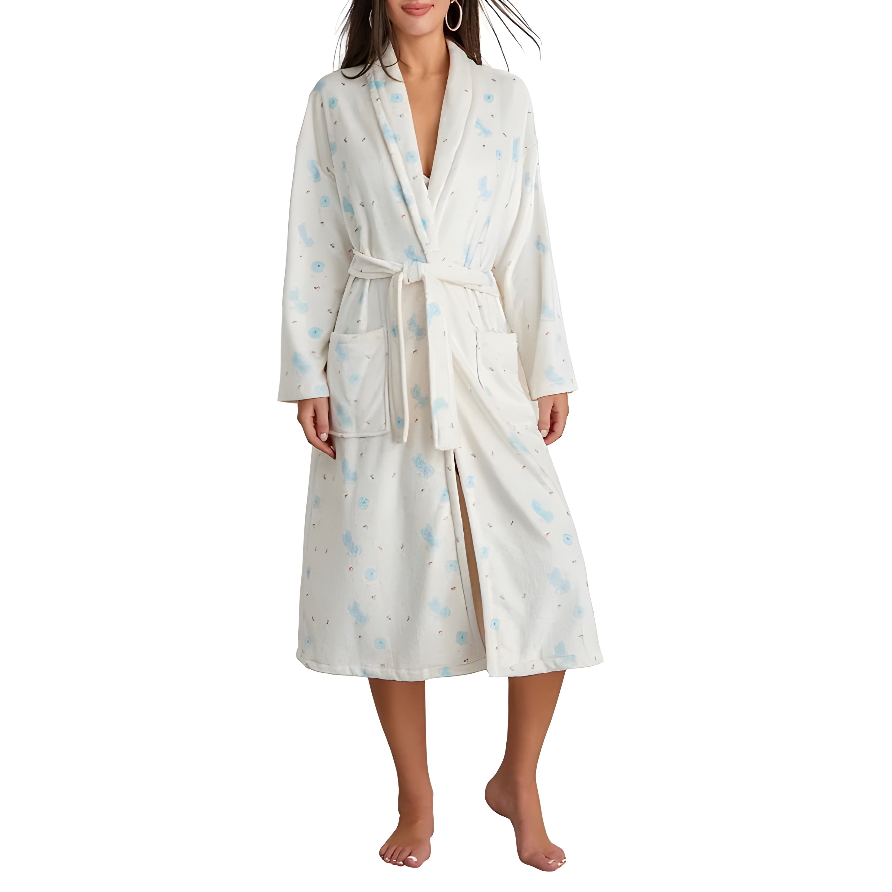 Fiora Floral Bathrobe - Soft Fleece, Elegant Womens Robe 2