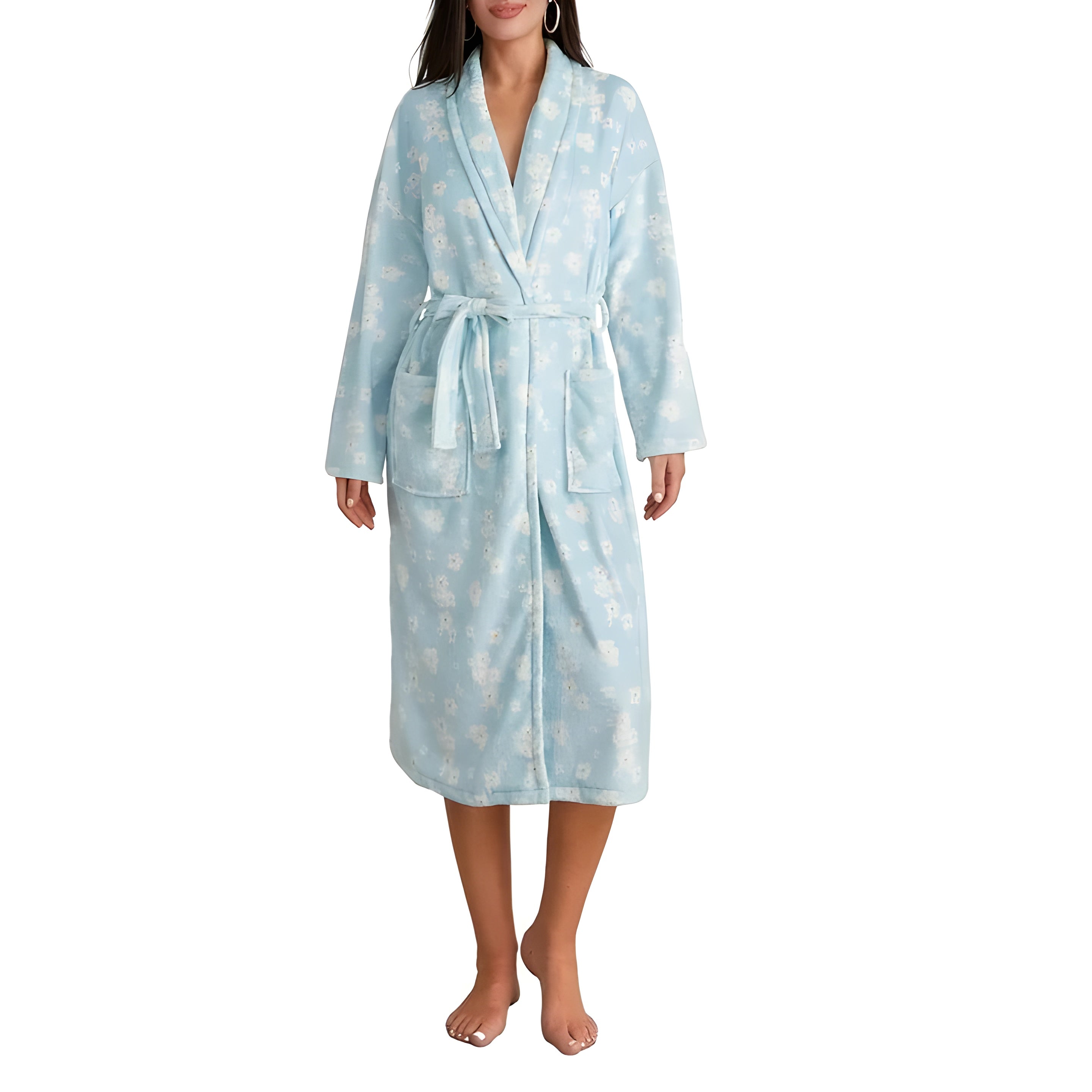 Fiora Floral Bathrobe - Soft Fleece, Elegant Womens Robe 4