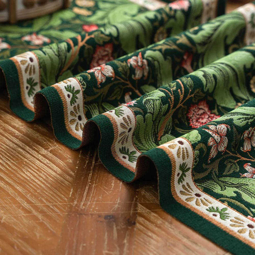 Fiora Table Runner - Embroidered Microfiber Botanical Design 3