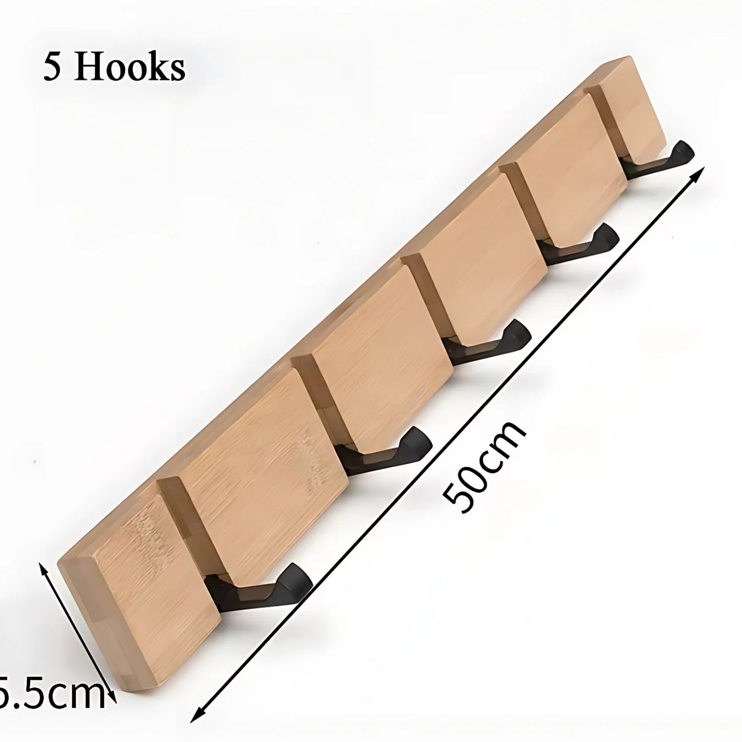 Fiora Wall Hook Rack - Natural Bamboo, Space-Saving Coat Hooks for Wall 8