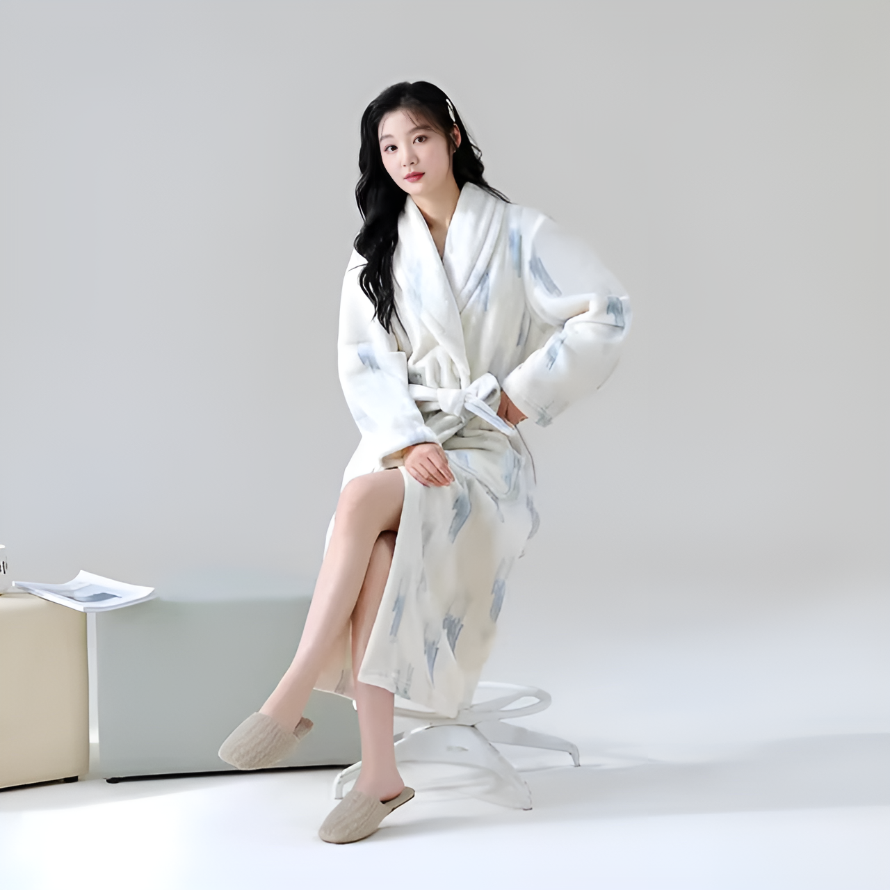 Fleece Haven Bathrobe - Ultra-Soft Fleece, Elegant Sherpa Accents 0