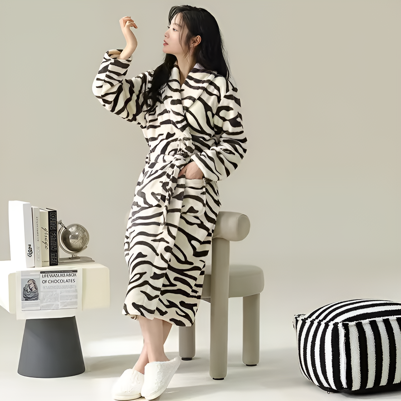 Fleece Haven Bathrobe - Ultra-Soft Fleece, Elegant Sherpa Accents 5