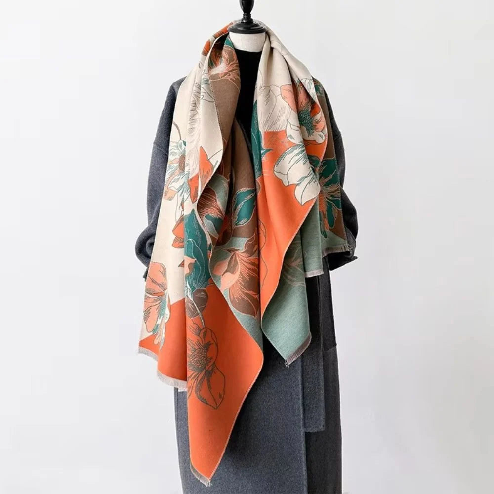 FloraReve Shawl Wrap - Reversible Floral Microfiber, Elegant Accessory 1