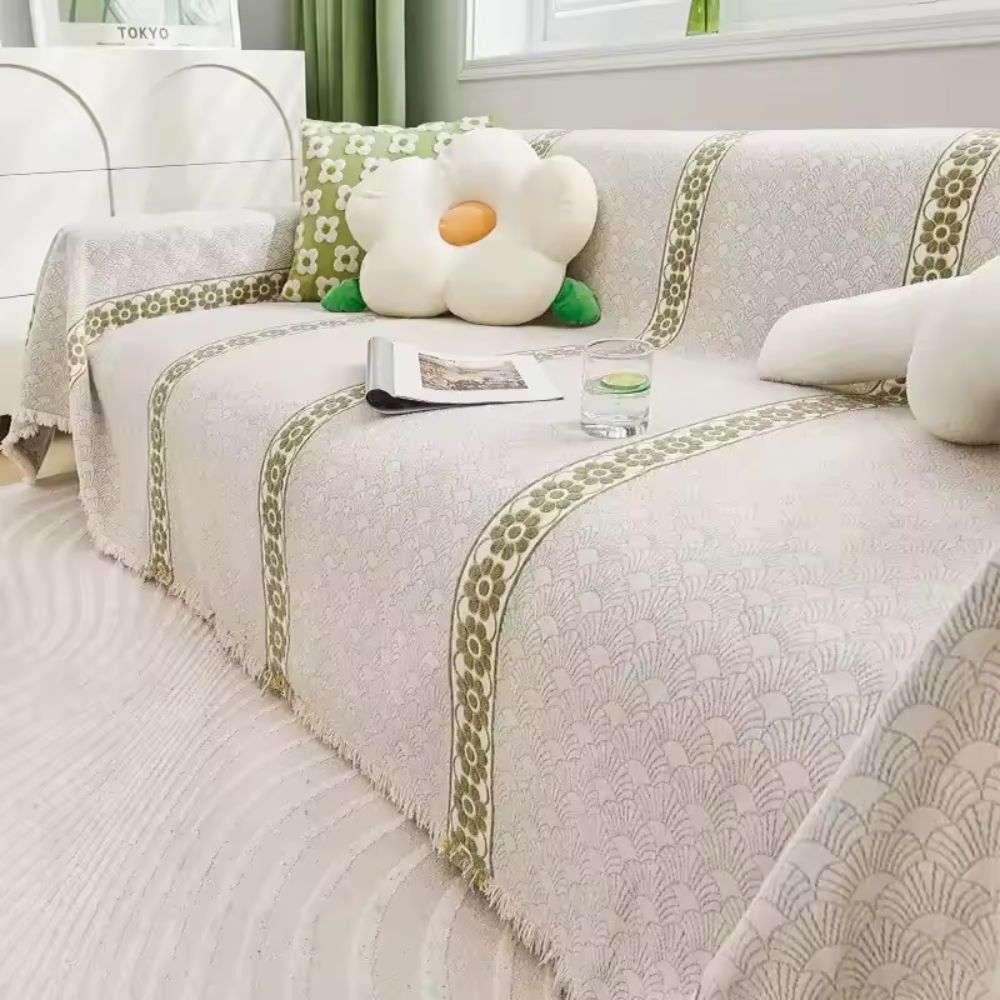 Flora Couch Cover - Premium Chenille, Leaf Pattern 5