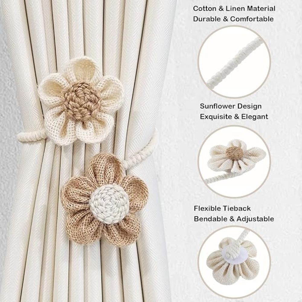 Flora Curtain Tiebacks - Floral Design, 2-Piece Set 7