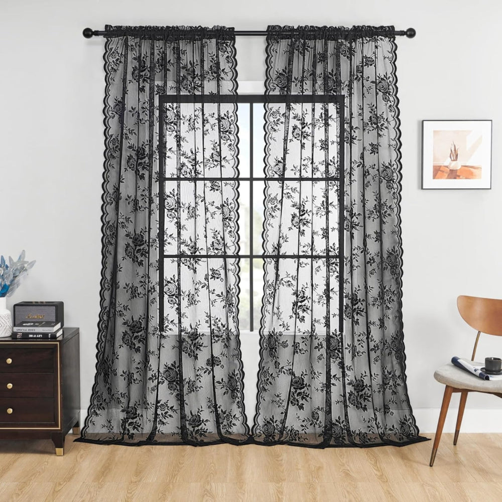 Flora Sheer Curtains - Lightweight Microfiber for Living Room, Elegant Design 1