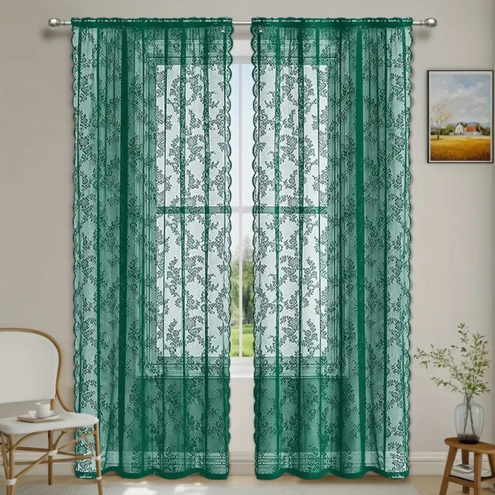 Flora Sheer Curtains - Lightweight Microfiber for Living Room, Elegant Design 5