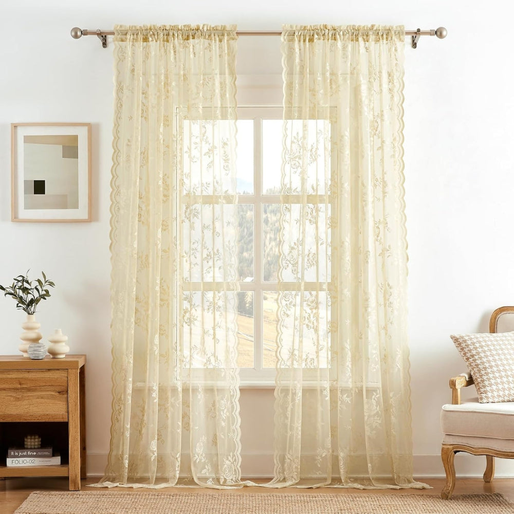 Flora Sheer Curtains - Lightweight Microfiber for Living Room, Elegant Design 8
