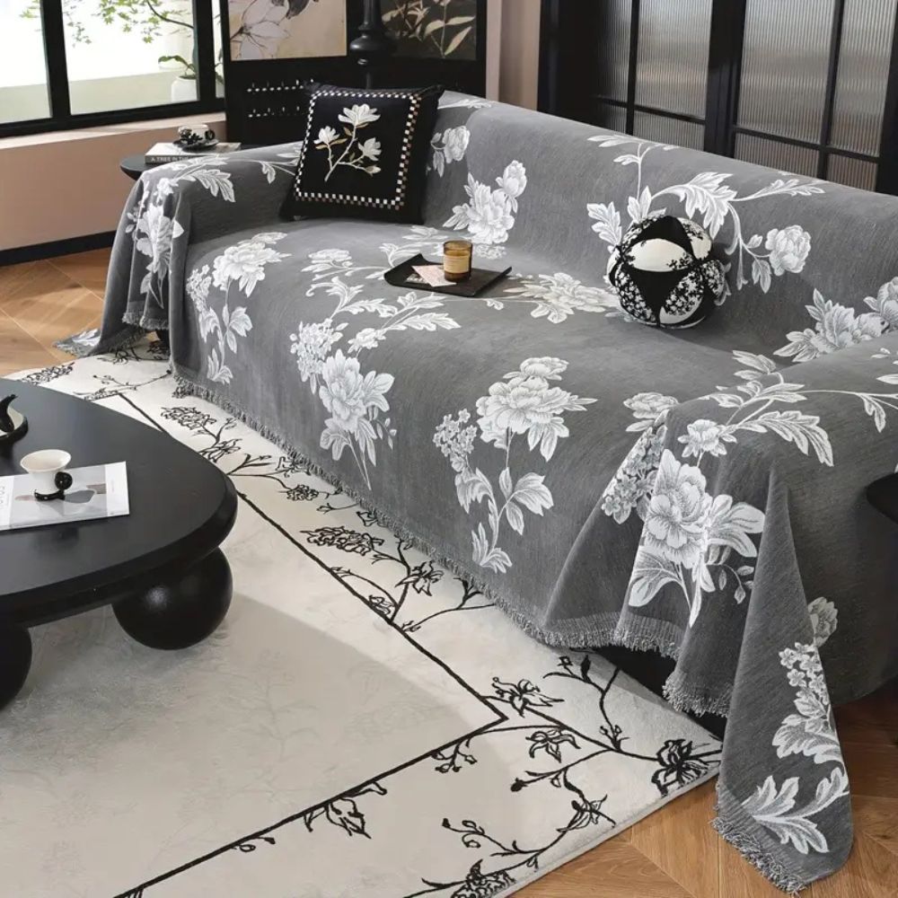 Flora Sofa Cover - Breathable Chenille, Elegant Floral Design 0