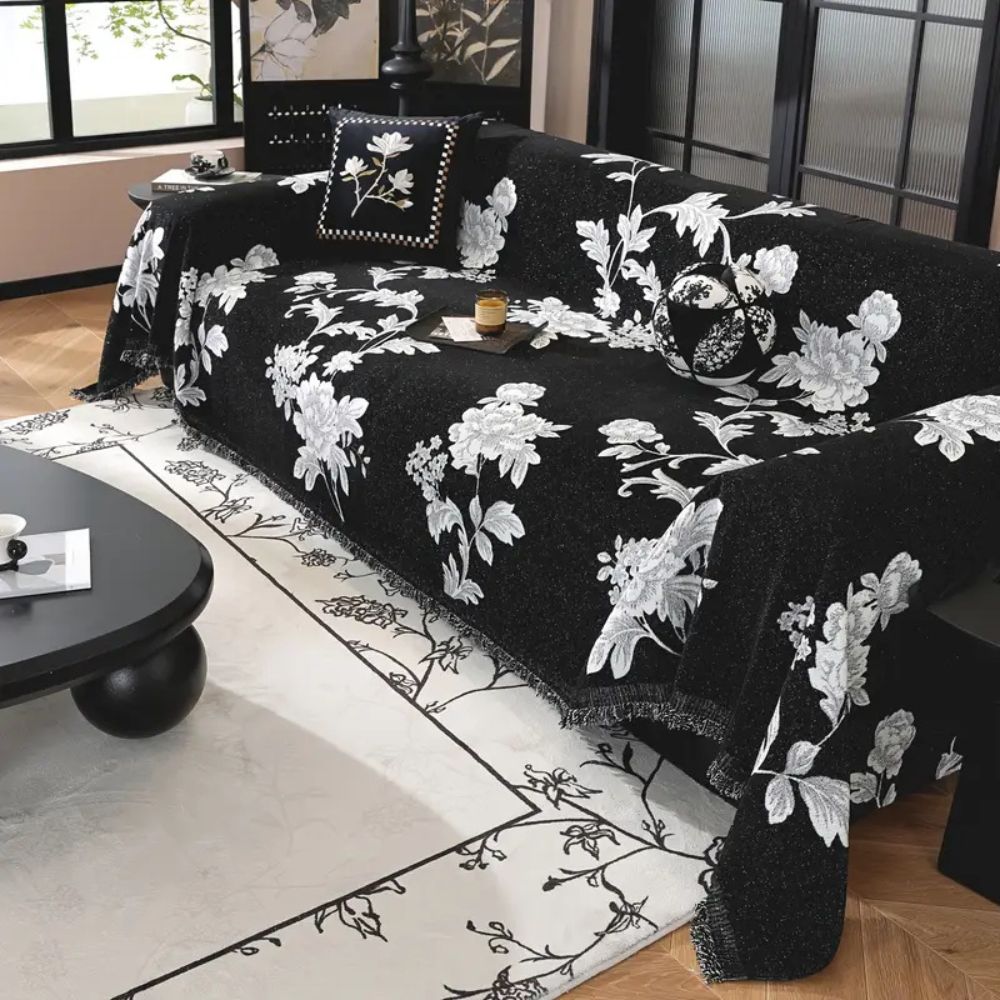 Flora Sofa Cover - Breathable Chenille, Elegant Floral Design 2