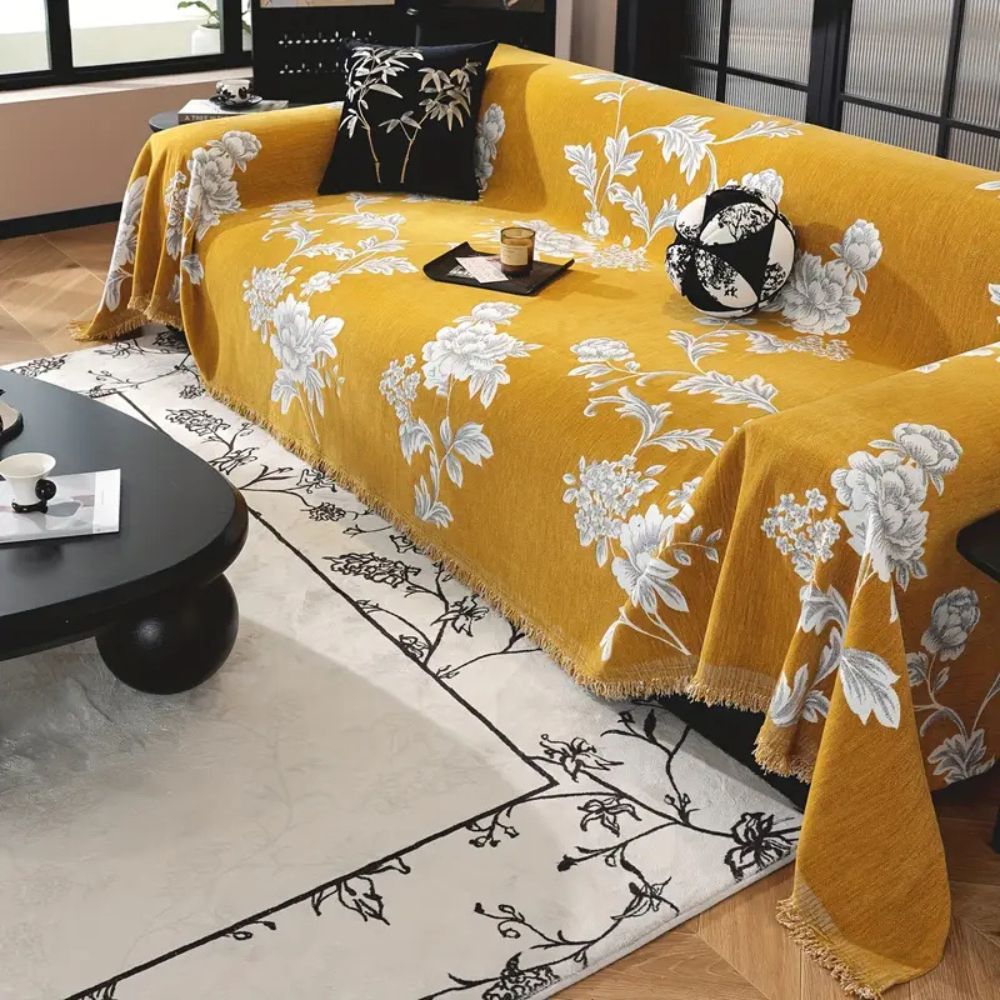 Flora Sofa Cover - Breathable Chenille, Elegant Floral Design 3