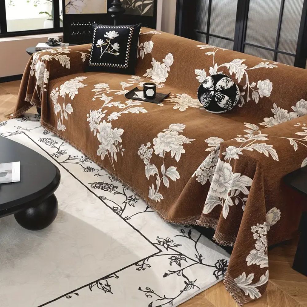 Flora Sofa Cover - Breathable Chenille, Elegant Floral Design 4