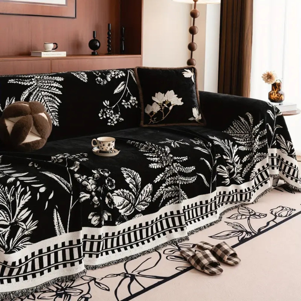 Folio Chenille Sofa Cover - Botanical Floral Design, Pet-Friendly 0