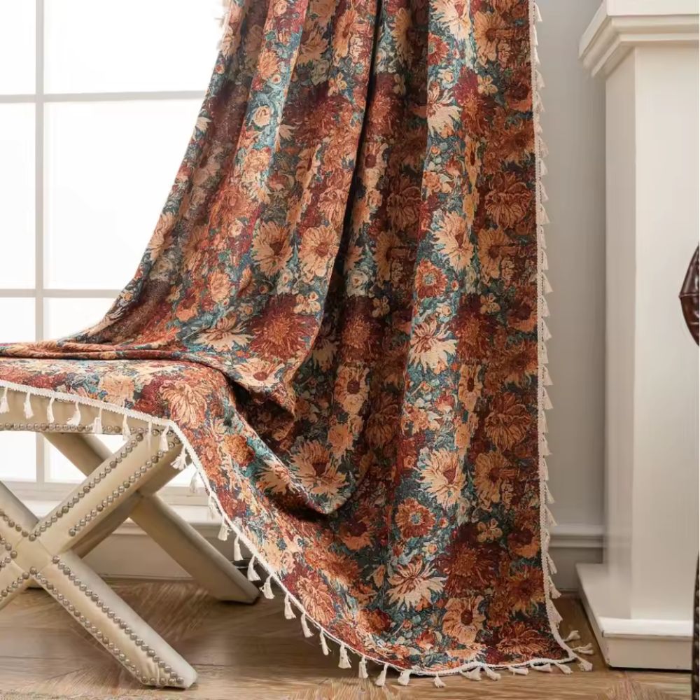 BloomTapestry – Vintage Floral Curtain