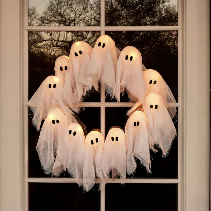 Frostwick Halloween Wreath - Fabric LED Decoration, Spooky Ambiance 0