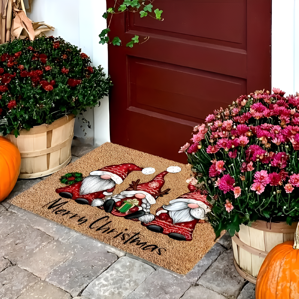 Garnet Wonderland Door Mat - Festive Washable Fabric, Non-Slip 0
