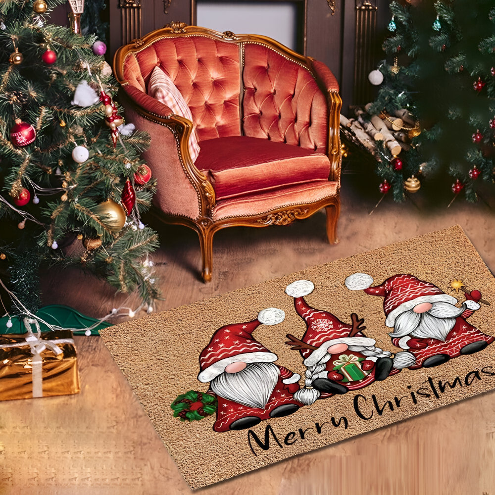 Garnet Wonderland Door Mat - Festive Washable Fabric, Non-Slip 1