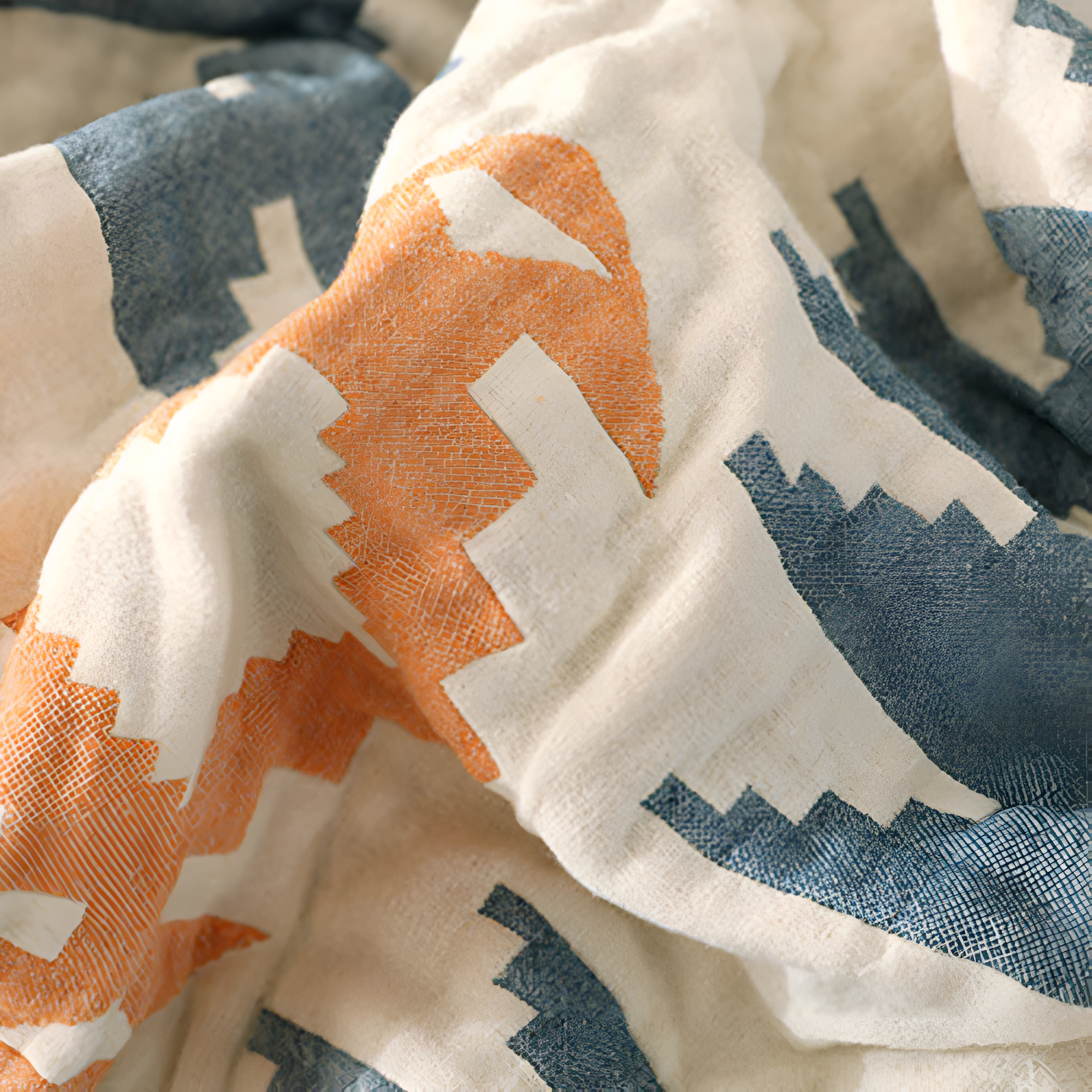 Gema Reversible Blanket - 100% Cotton, Geometric & Solid Color 2