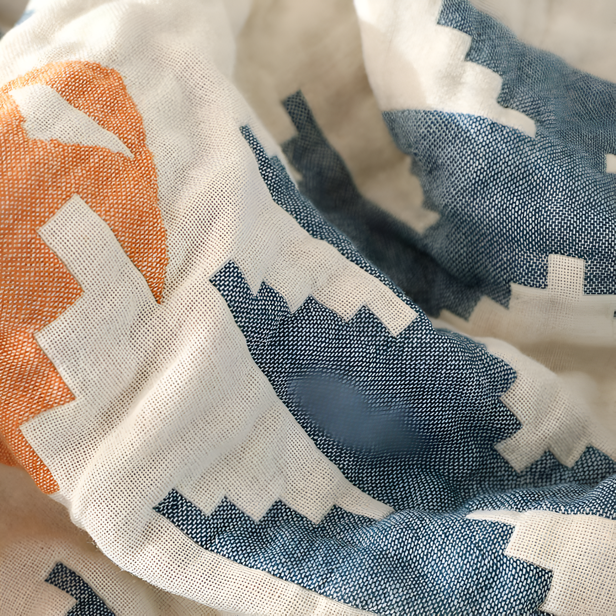 Gema Reversible Blanket - 100% Cotton, Geometric & Solid Color 4