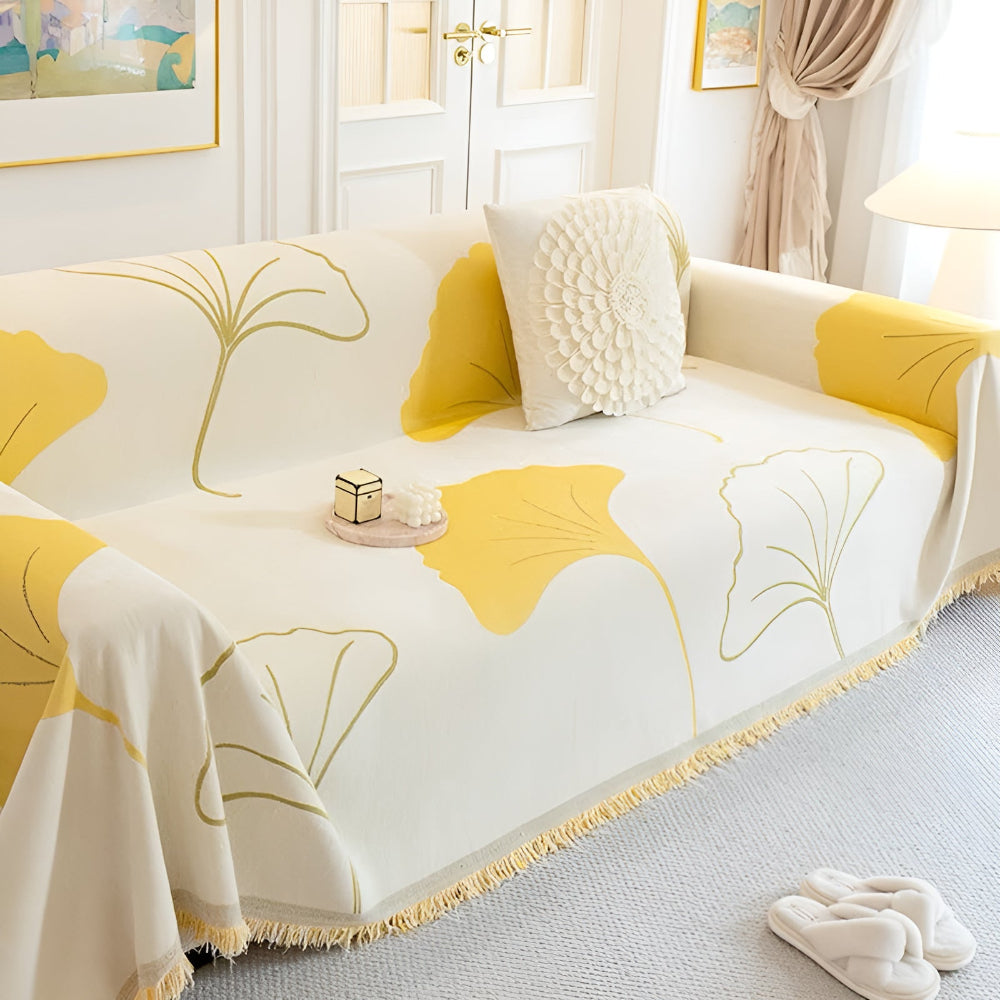 Ginkgo Sofa Cover - Premium Chenille, Ginkgo Leaf Pattern 2