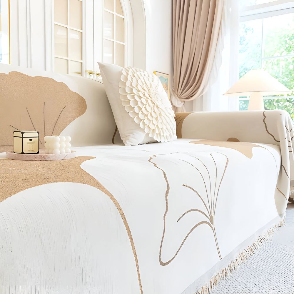 Ginkgo Sofa Cover - Premium Chenille, Ginkgo Leaf Pattern 6