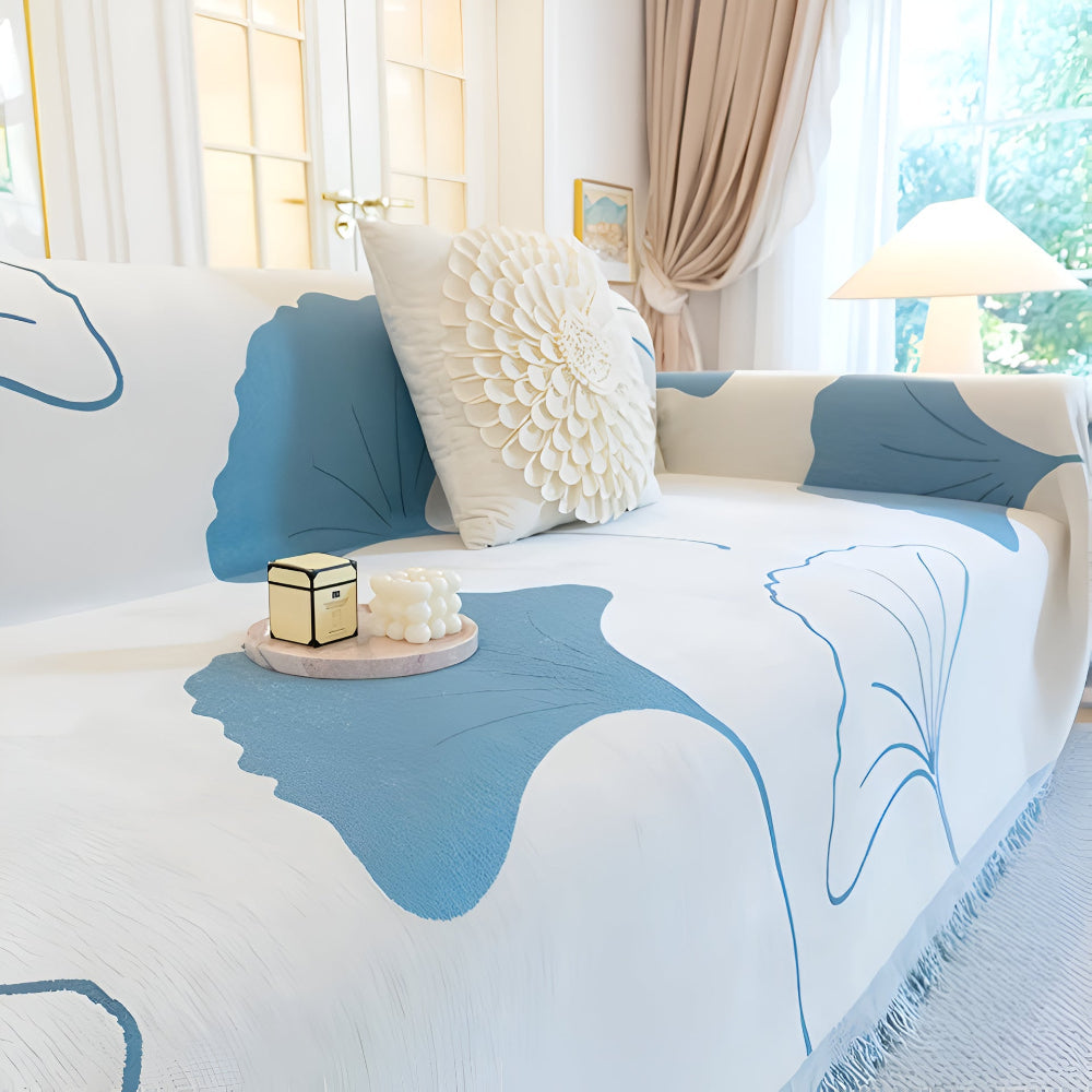 Ginkgo Sofa Cover - Premium Chenille, Ginkgo Leaf Pattern 7