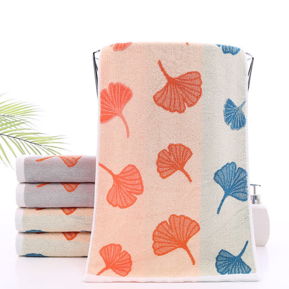 Gleam Bath Towel - 100% Cotton, Ginkgo Leaf Design 0