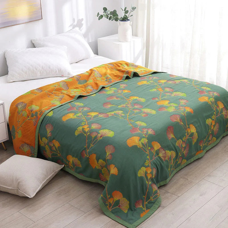 Glenna Coverlet - Reversible Jacquard Floral Cotton Blend 4