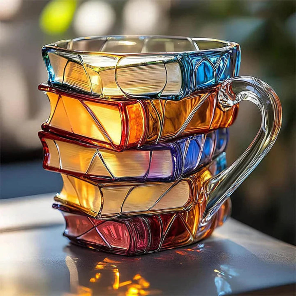 Glimmer Coffee Mug - Handmade Glass, 3D Book Design 0