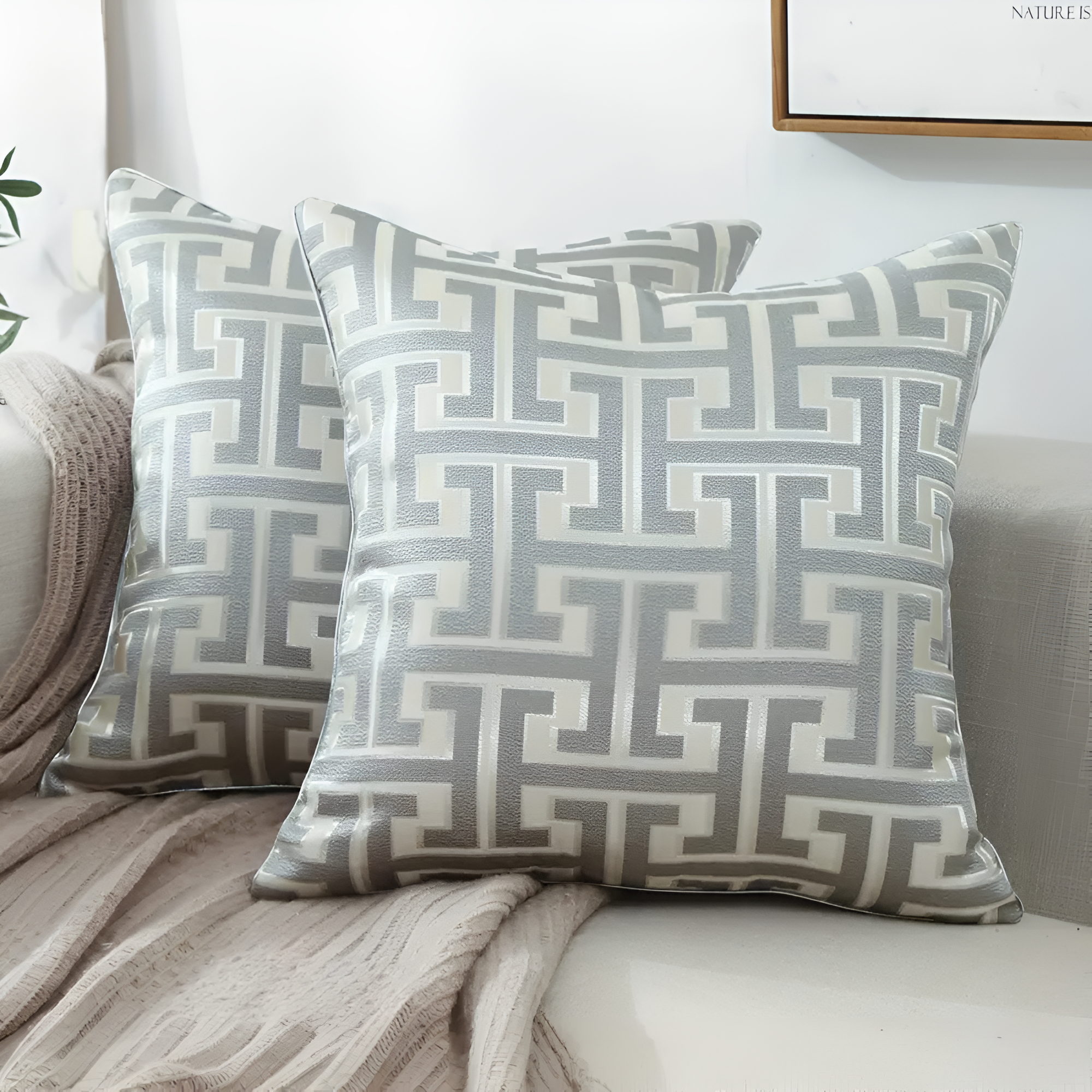 Glimmer Cushion Cover - Chenille and Velvet, Elegant Design for Sofa and Couch 2