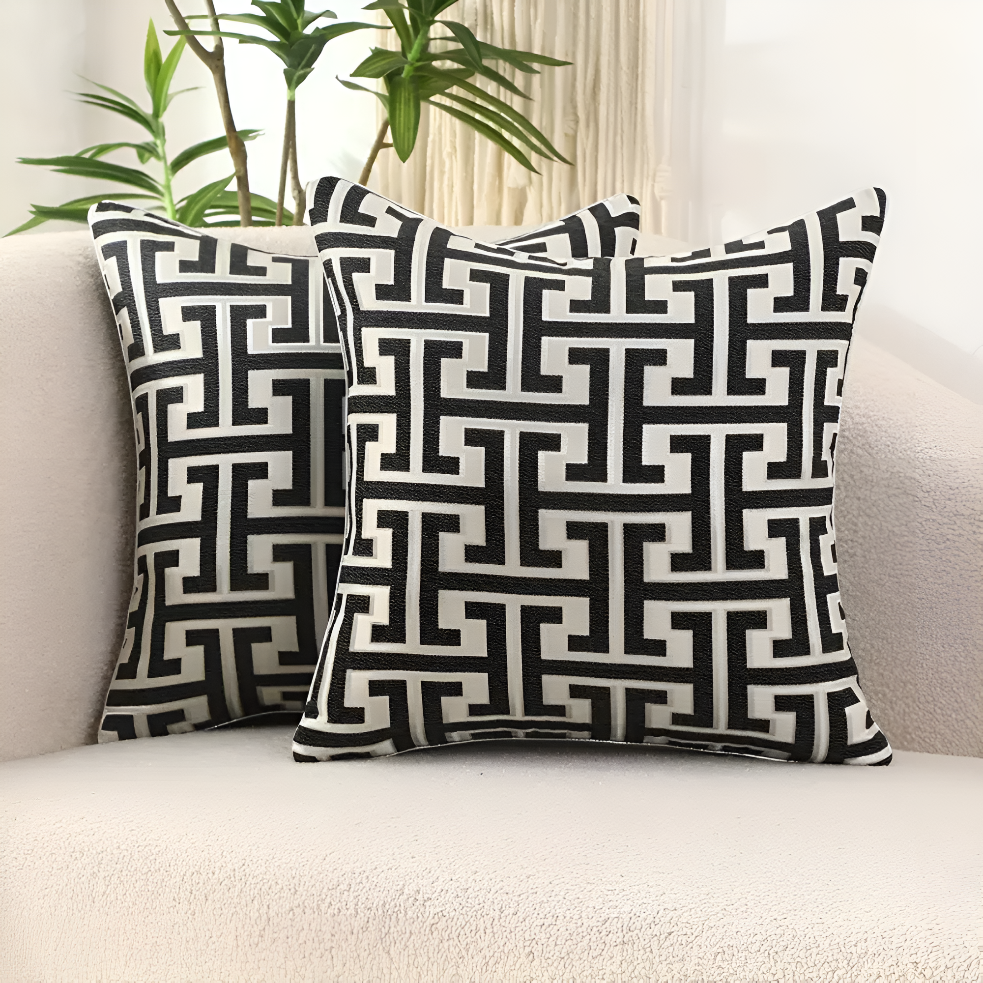 Glimmer Cushion Cover - Chenille and Velvet, Elegant Design for Sofa and Couch 7