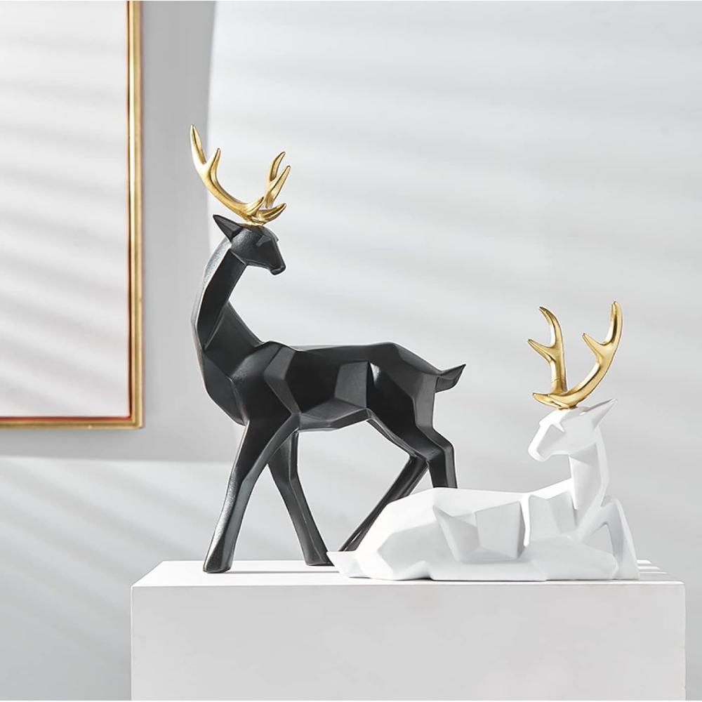 Glimmer Deer Figurine - Modern Geometric Design, High-Quality Resin 1