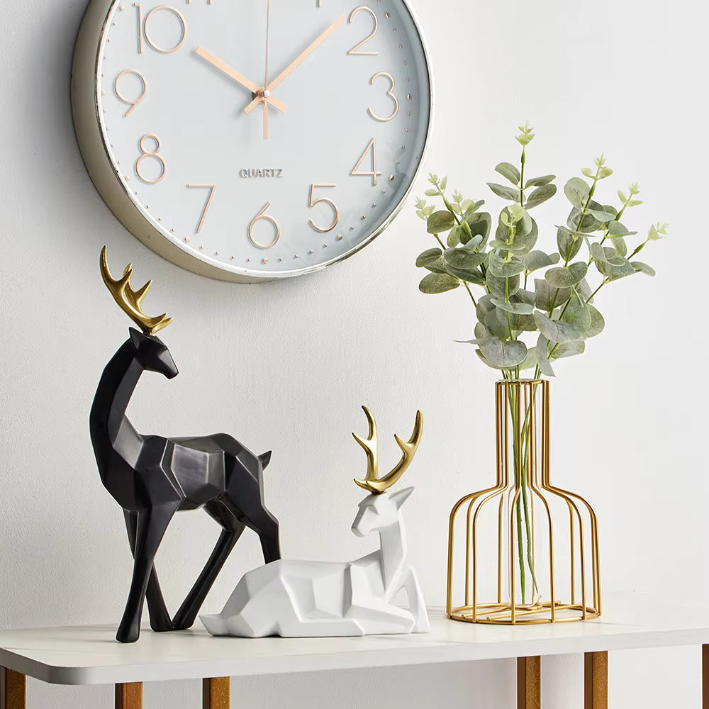 Glimmer Deer Figurine - Modern Geometric Design, High-Quality Resin 2