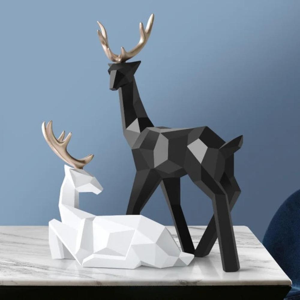 Glimmer Deer Figurine - Modern Geometric Design, High-Quality Resin 5