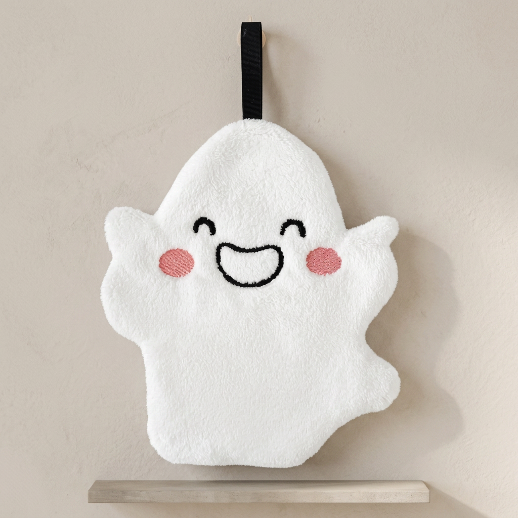 Glimmer Ghost Hand Towel - Soft Coral Fleece, Halloween Decor 0