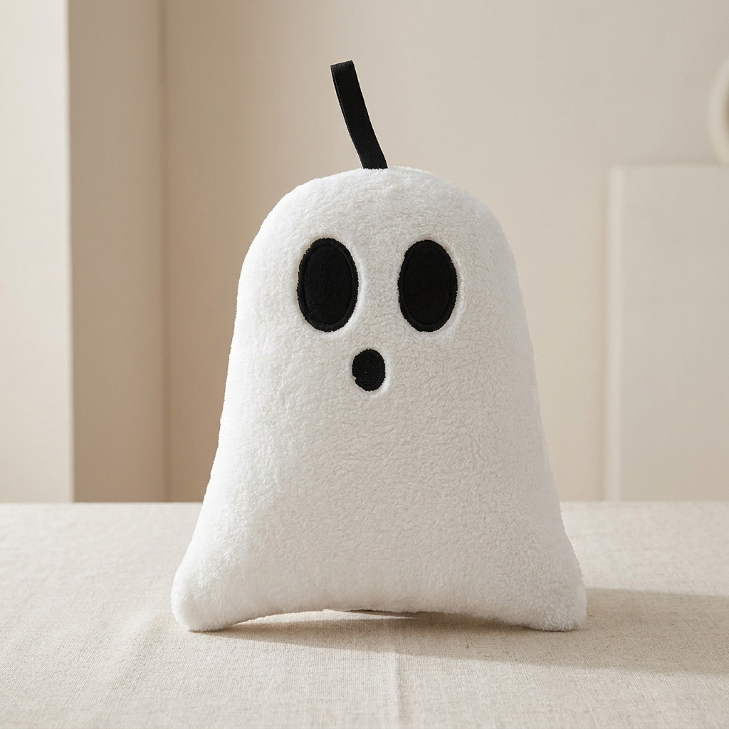 Glimmer Ghost Hand Towel - Soft Coral Fleece, Halloween Decor 1