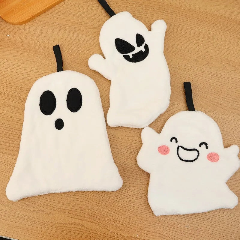 Glimmer Ghost Hand Towel - Soft Coral Fleece, Halloween Decor 3