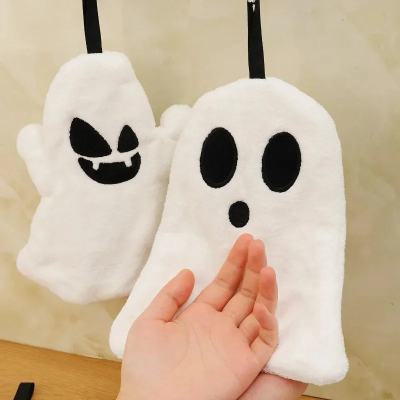 Glimmer Ghost Hand Towel - Soft Coral Fleece, Halloween Decor 4