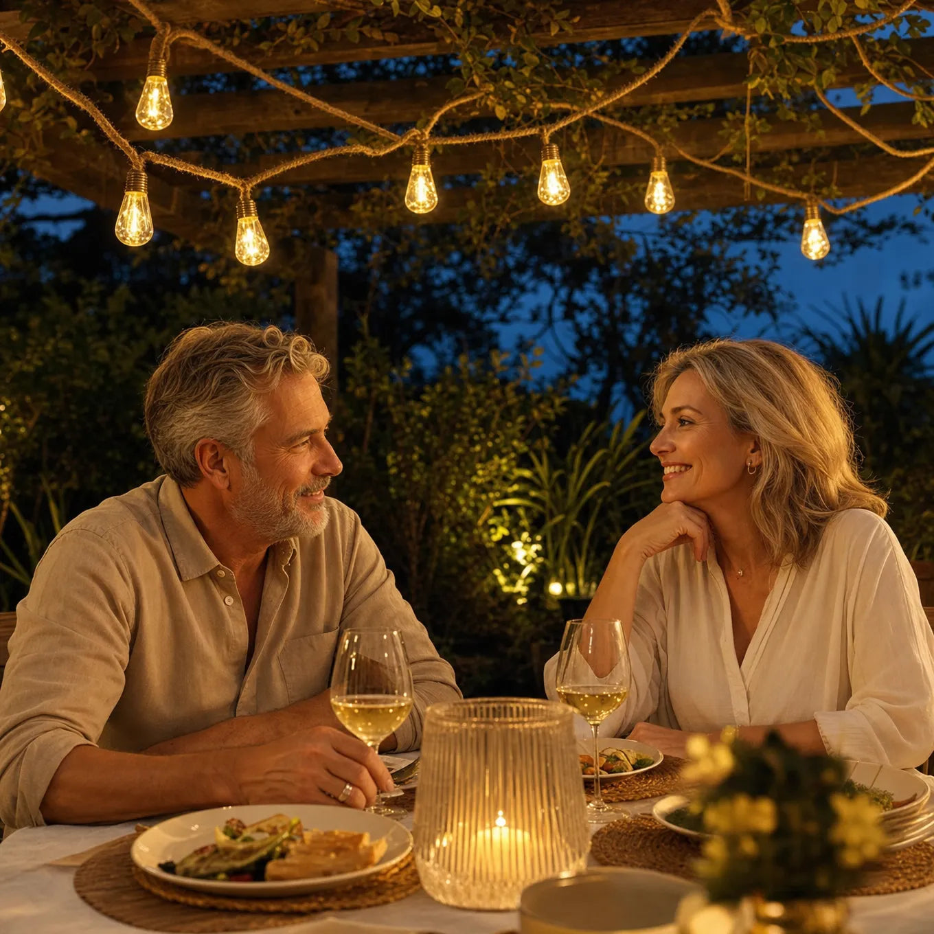 Glimmer Hemp Rope Solar Lights - Weatherproof, Adjustable Length 3