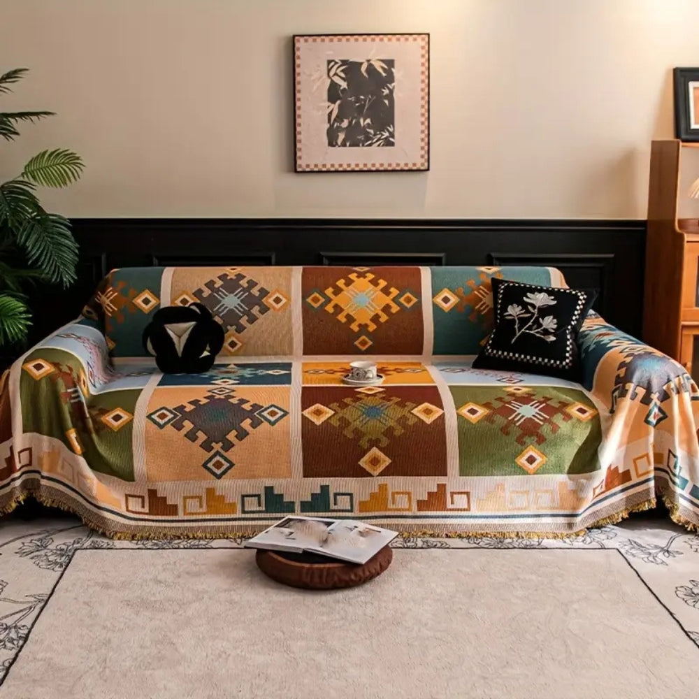 Grove Tribal Sofa Cover - Soft Microfiber, Anti-Slip Design 1